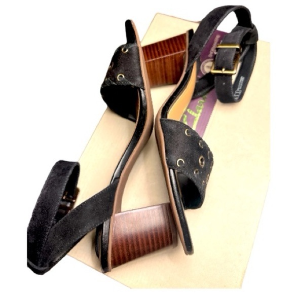Womens Clarks Artisan Ralene Black Suede Ankle Strap Block Heel Sandals Size 7.5 - Picture 6 of 11